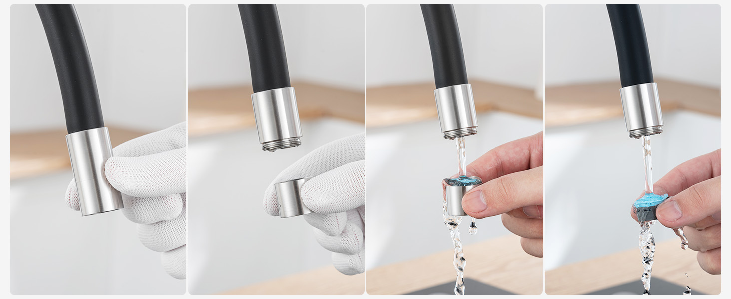 Кран кухонний CECIPA SOFETIY SERIE чорний матовий, з гнучким гусаком 360°, для високого тиску, з нержавіючої сталі, для мийки, однорегуляторний