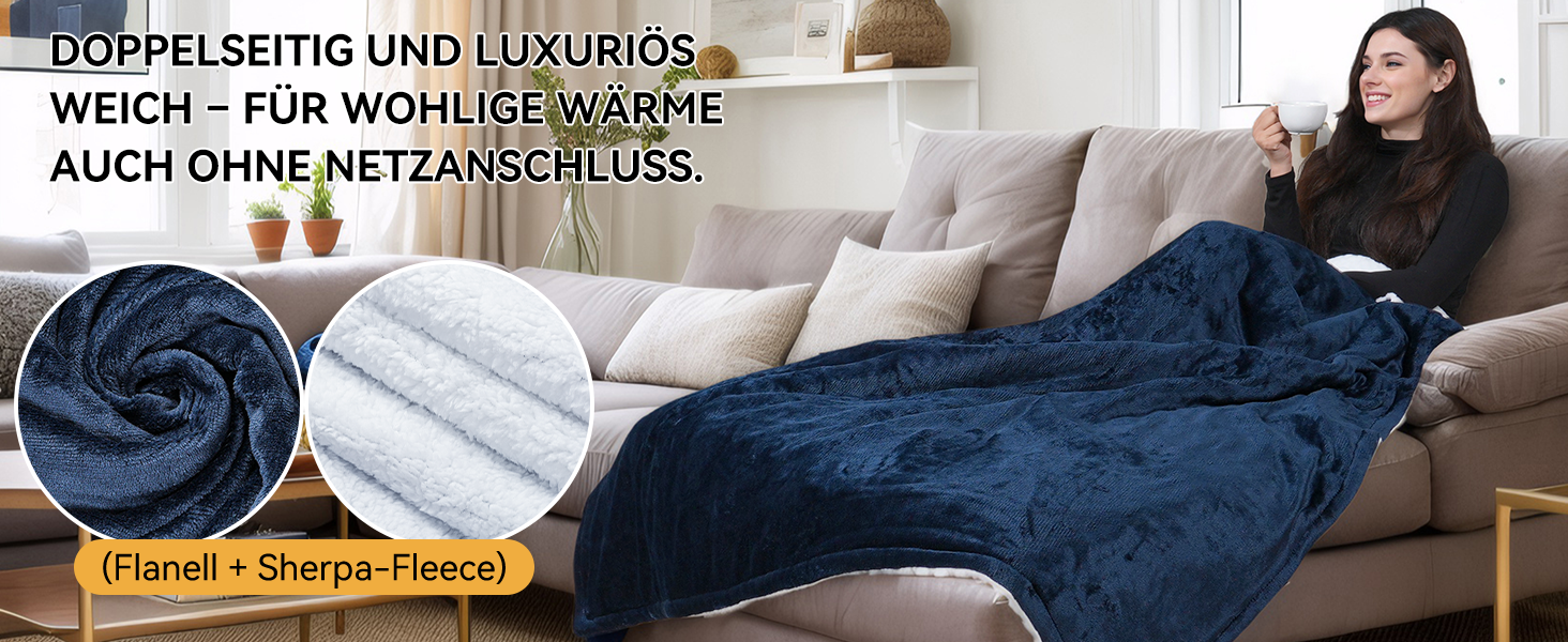 Електрична ковдра Olycism з автовимкненням 160x130 см, 10 режимів нагріву, таймер, захист від перегріву, блакитна