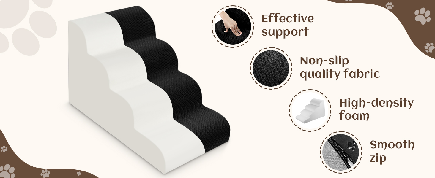 Східці для собак та котів JUOIFIP, 4 сходинки, для маленьких порід, чорного кольору, миючий, антиковзкий