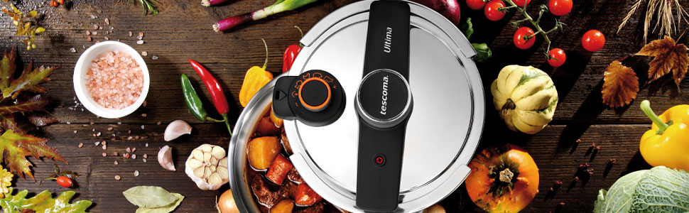 Каструля-скороварка Tescoma ULTIMA 6 л, індукція, з датчиком тиску, срібна