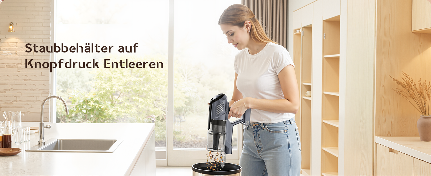 Бездротовий акумуляторний пилосос 45000Pa з антизаплутувальною щіткою, LED-дисплеєм та фільтрацією 99,9%, для прибирання шерсті тварин, килимів, твердих поверхонь та авто (сірий)