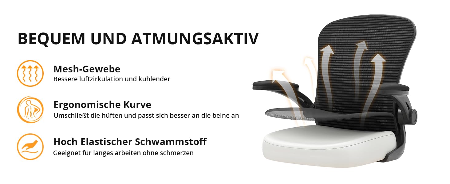 Офісне крісло Synorla: ергономічне, чорне, 150 кг, регульована поперекова підтримка