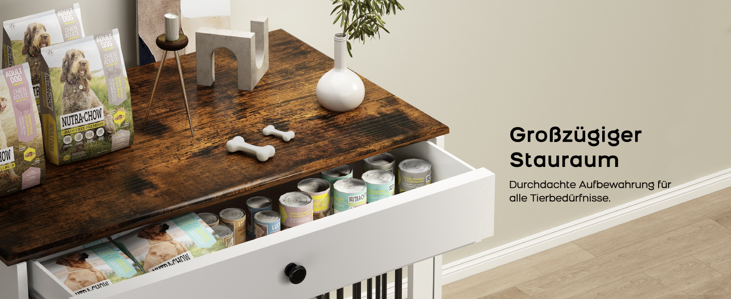 Кішка/песик: Дерев'яна будка для великих собак з ящиком, поворотна миска, сіра