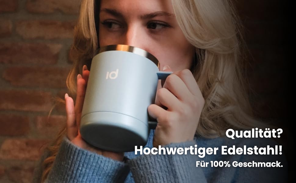 Термокружка IceDrop® з нержавіючої сталі, 330 мл, з кришкою. 100% захист від протікання. Зручна термокружка для гарячих та холодних напоїв, з ручкою. Ідеально для подорожей - чорна