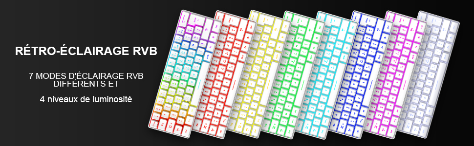 RedThunder K62 Бездротова ігрова клавіатура та миша, RGB, AZERTY, 62 клавіші, Mini, для PC/PS5 (білий)