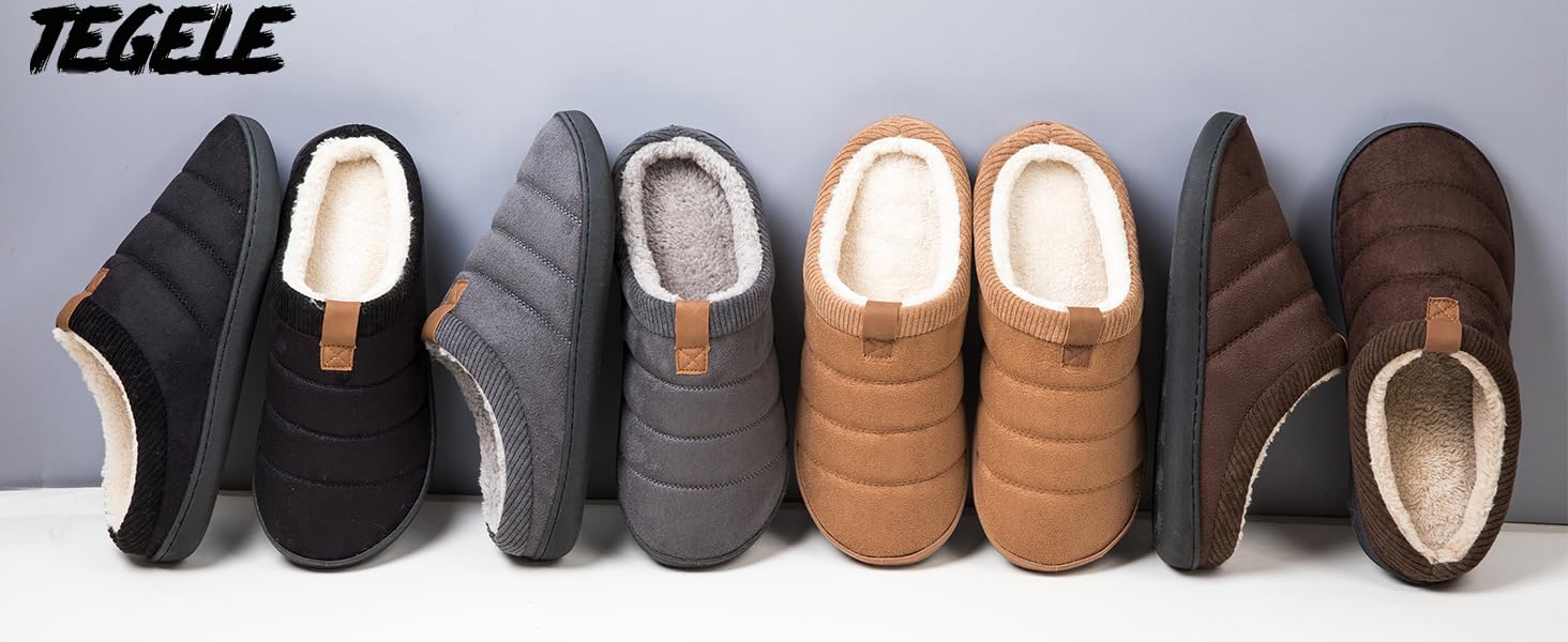 Чоловічі тапочки зимові теплі м'які комфортні з піною пам'яті протиковзкі для дому та вулиці 45/46 EU чорні