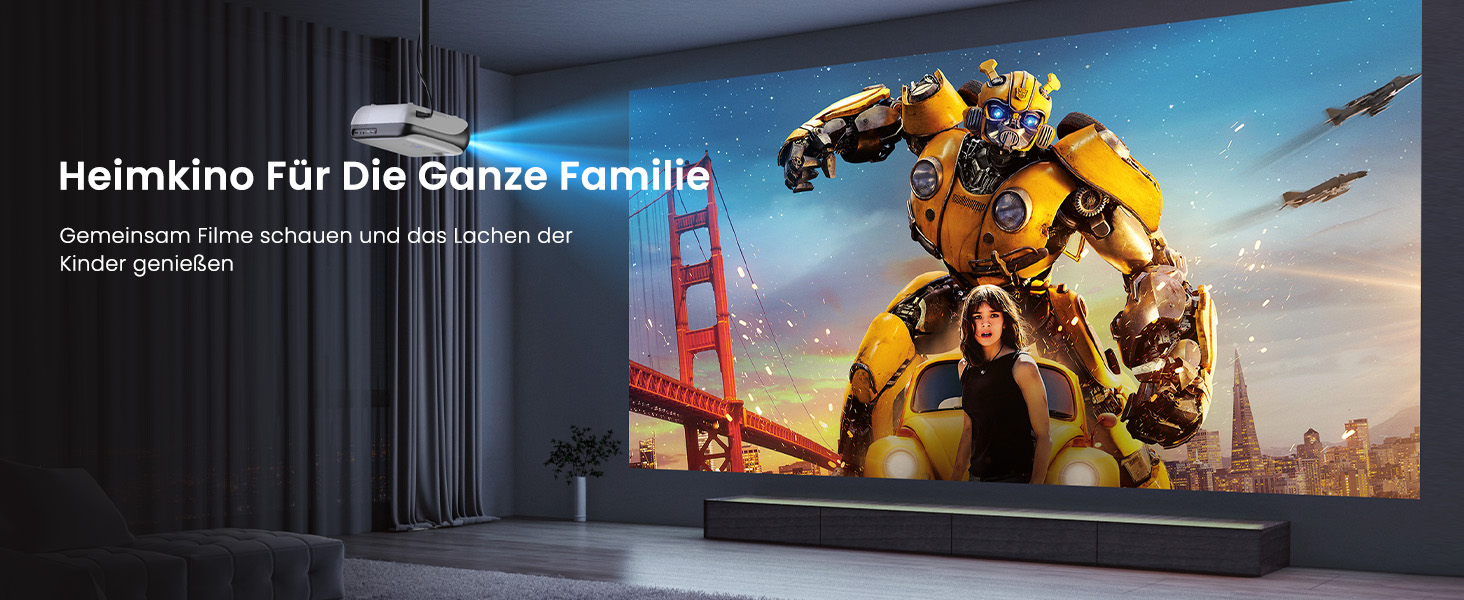 Портативний проєктор HAPPRUN Mini Beamer 4K з Bluetooth, 1080P, для дому та відпочинку на природі, сумісний з PS5, HDMI, USB