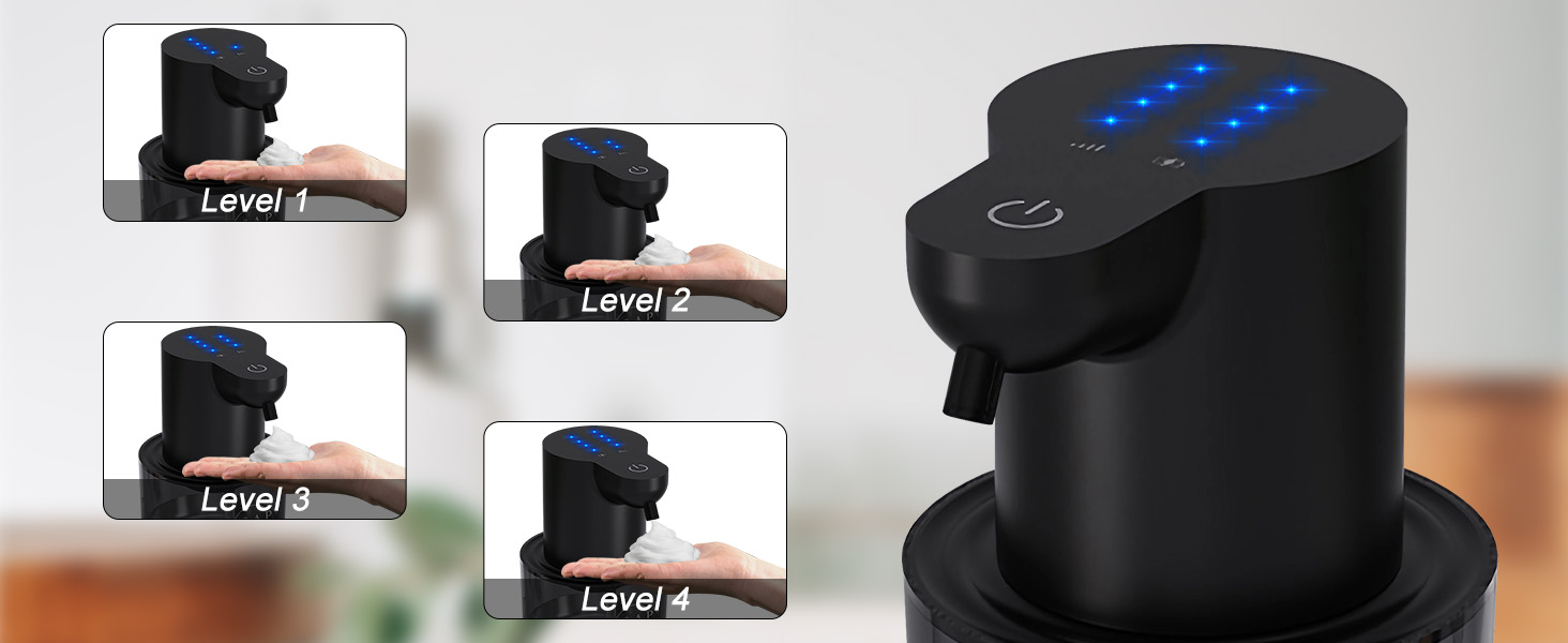 Автоматичний диспенсер для рідкого мила Cuteefun, 400 мл, сенсорний, індикатор заряду, 4 рівні дозування, для ванної, кухні, чорний
