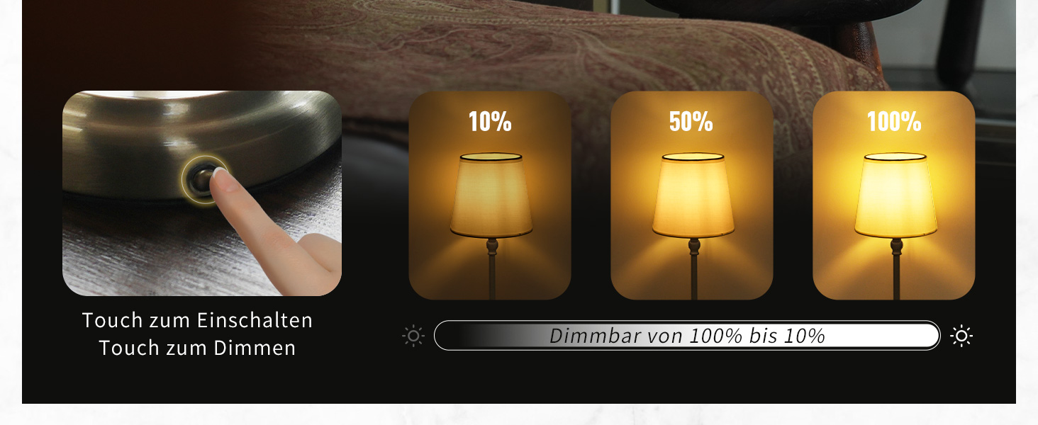 Нічник бездротовий акумуляторний Wiederaufladbare для вітальні, спальні, їдальні - Gold (з лампочкою, димування, сенсорне управління, 5200 mAh)