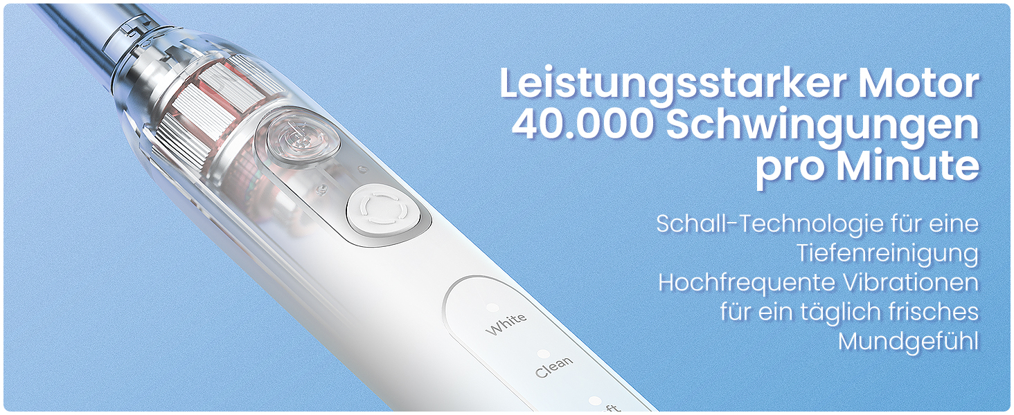 Електрична зубна щітка YUNCHI C2 з 40000 VPM, звукова щітка для дорослих, USB-C зарядка, 55 днів роботи від акумулятора, 5 режимів чищення, таймер 2 хвилини, 8 насадок, дорожній футляр, чорний (C2 небесно-блакитний та білий)