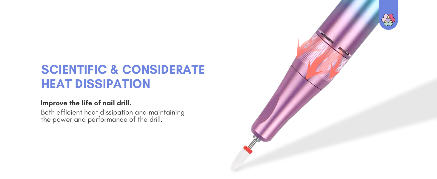 Електричний апарат для манікюру та педикюру Saviland 12 в 1, 40000 обертів/хв, USB, з набором фрез, блакитно-фіолетовий градієнт