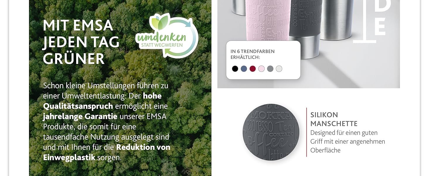 Термокружка Emsa N20220 Travel Mug Classic, 0.5 л, нержавіюча сталь, чорна, з кришкою Comfort-Verschluss, 6 год гаряча, 12 год холодна, 100% герметична, для подорожей