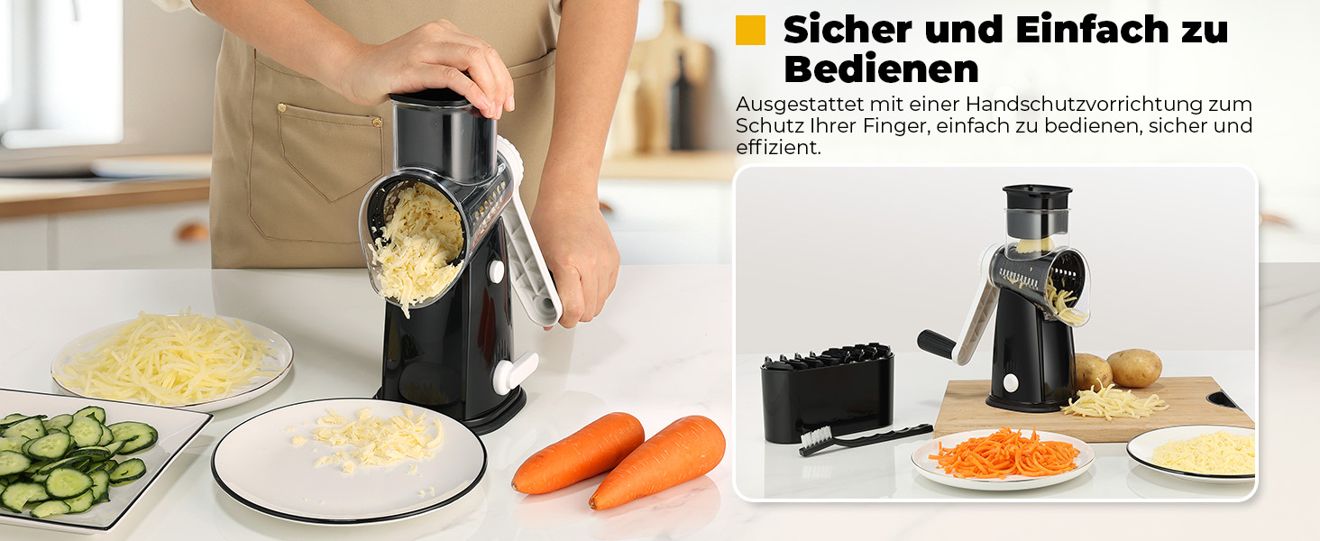 Ручна тертка для овочів та сиру з ручкою, 5 насадок, для нарізки овочів, сиру, горіхів, терка для швидкої нарізки