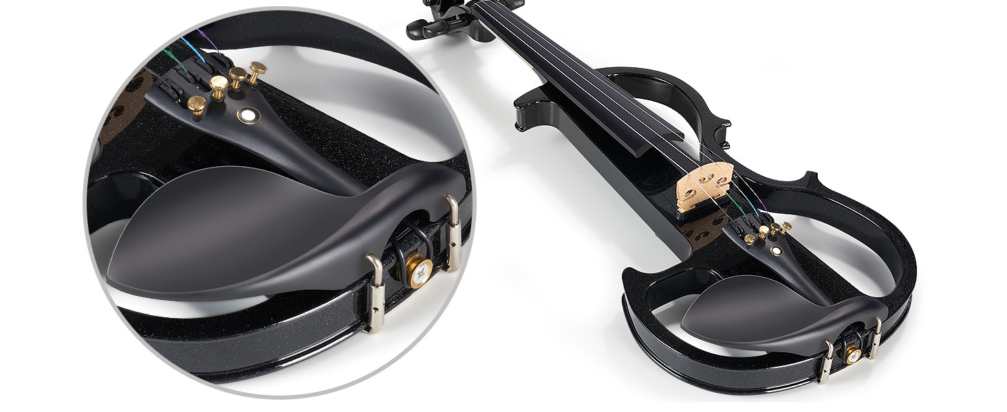 Електрична скрипка Vangoa 4/4 з цільного дерева, повного розміру, з усіма аксесуарами (колінь, чохол, кабель, підставка, смычок)