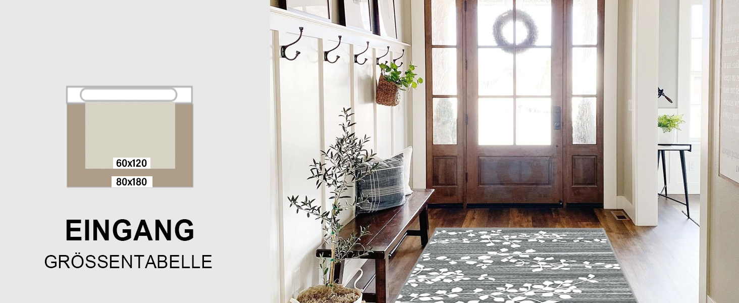 Килимок для підлоги, коридору, кухні - антиковзаючий, миючий, 60x90 см, сірий/блакитний