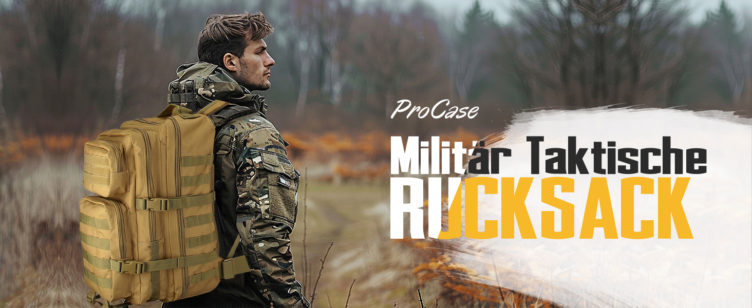 Тактичний рюкзак ProCase 40 л, армійський, для туризму, полювання, трекінгу та кемпінгу, великий військовий рюкзак для походів (хакі)