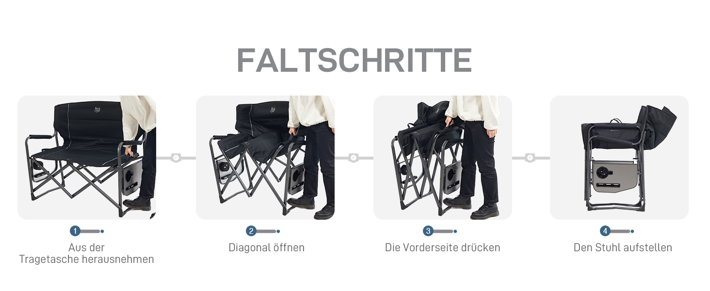 Крісло для кемпінгу Timber Ridge на 2 особи, розкладне, 300 кг, для риболовлі, пікніків, фестивалів, з бічним столиком