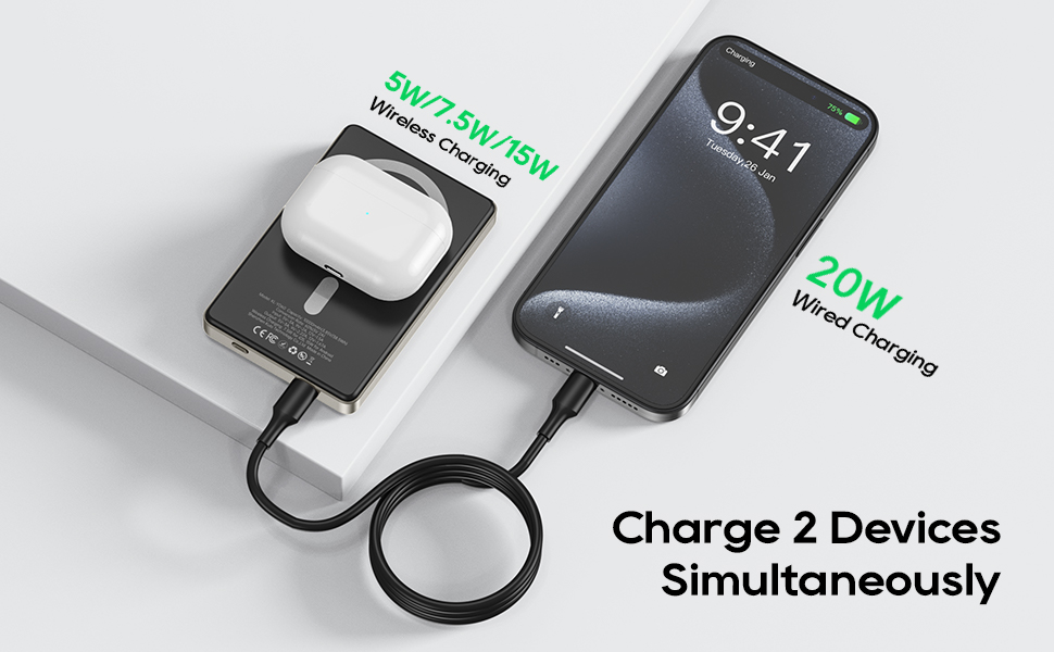 Power Bank Magsafe 5000mAh/10000mAh (Titan) з PD 20W та бездротовою зарядкою для iPhone 16/15/14