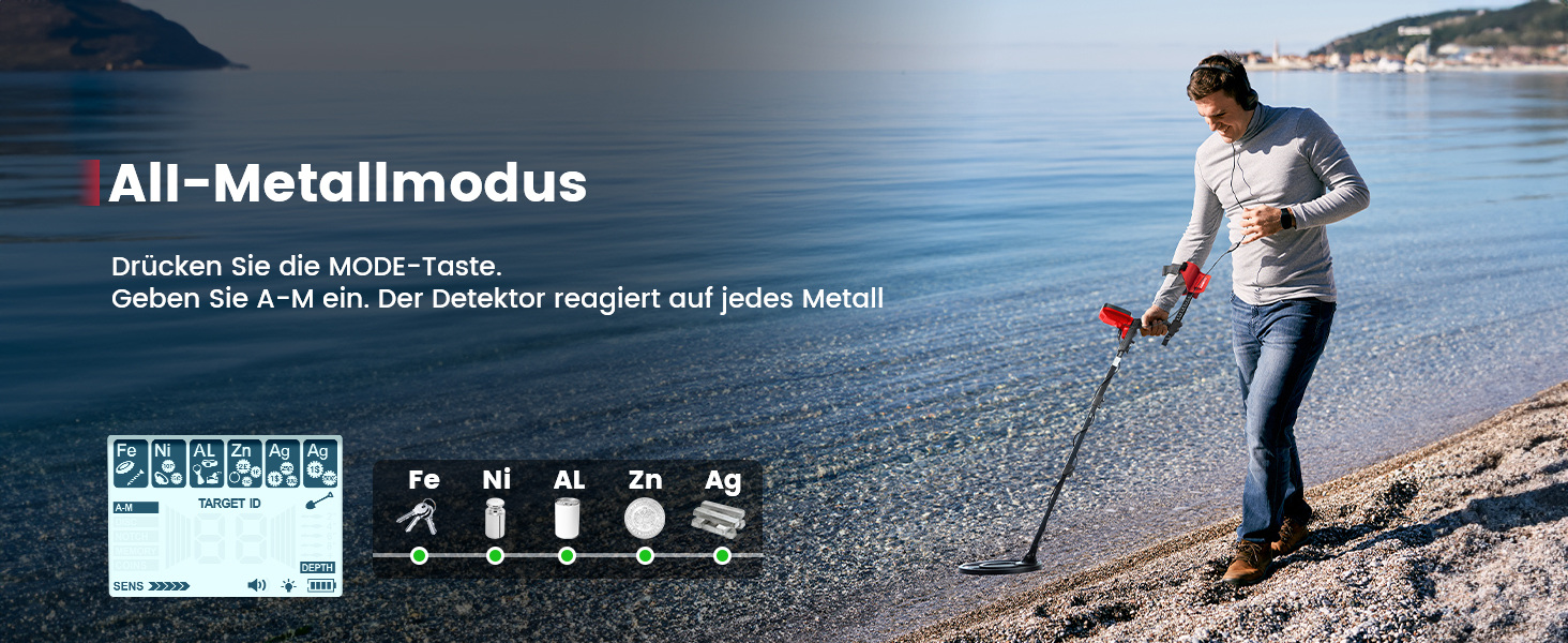 Металодетектор KAIWEETS Explorer X I 2025: 5 режимів, водонепроникний, з навушниками та лопаткою