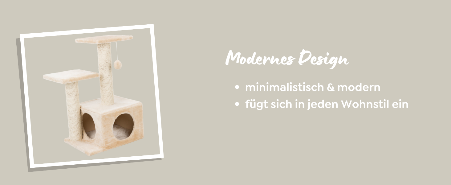 Дряпалка для котів TRIXIE Nayra з джутовим обмотаним стовпчиком та великою печерою, з іграшкою, 82,7 см, колір Greige-Braun