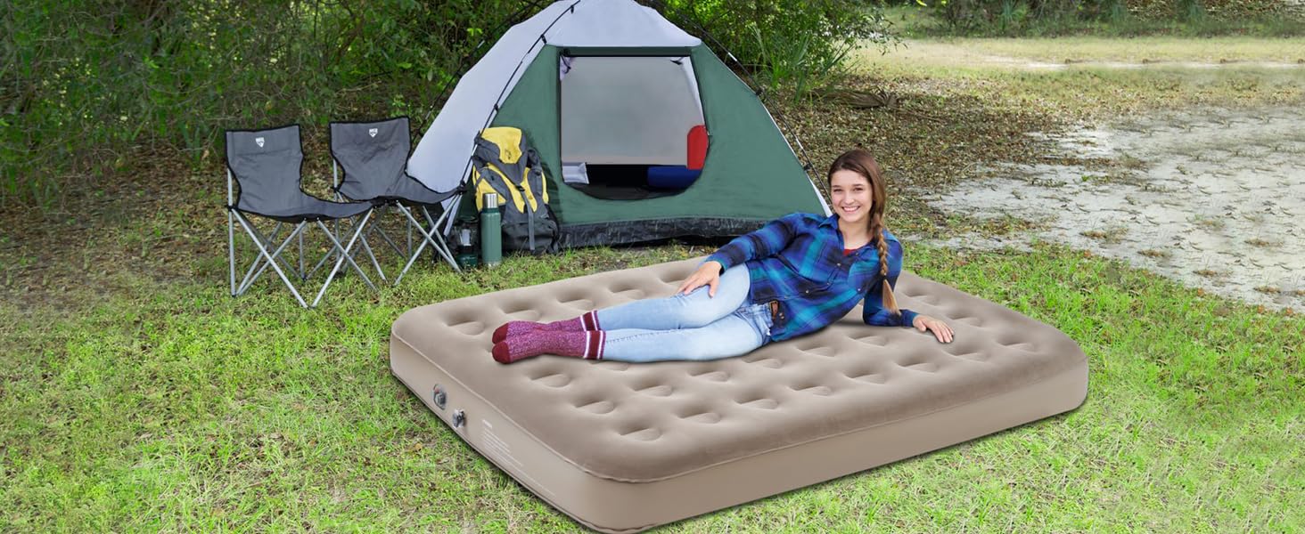 Надувний матрац для 2 осіб з електричним насосом, 190 x 125 x 20 см - для дому та кемпінгу