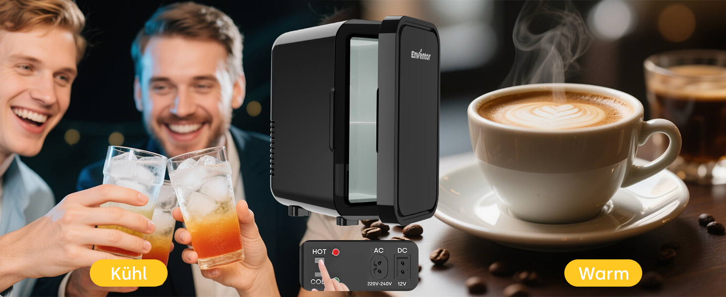 Міні-холодильник Enventor 6L: портативний, для авто, кімнати, косметики, фруктів, чорний