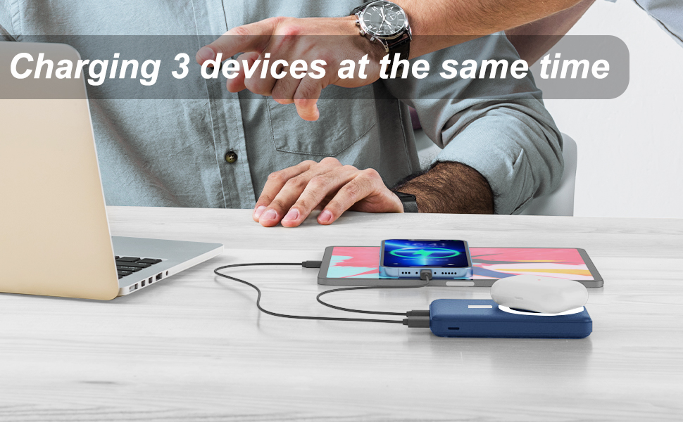 Power Bank AOGUERBE 10000mAh з LED дисплеєм та магнітною зарядкою, 22.5W, сумісний з MagSafe iPhone 17/16/15/14/13/12, (Білий, Синій)