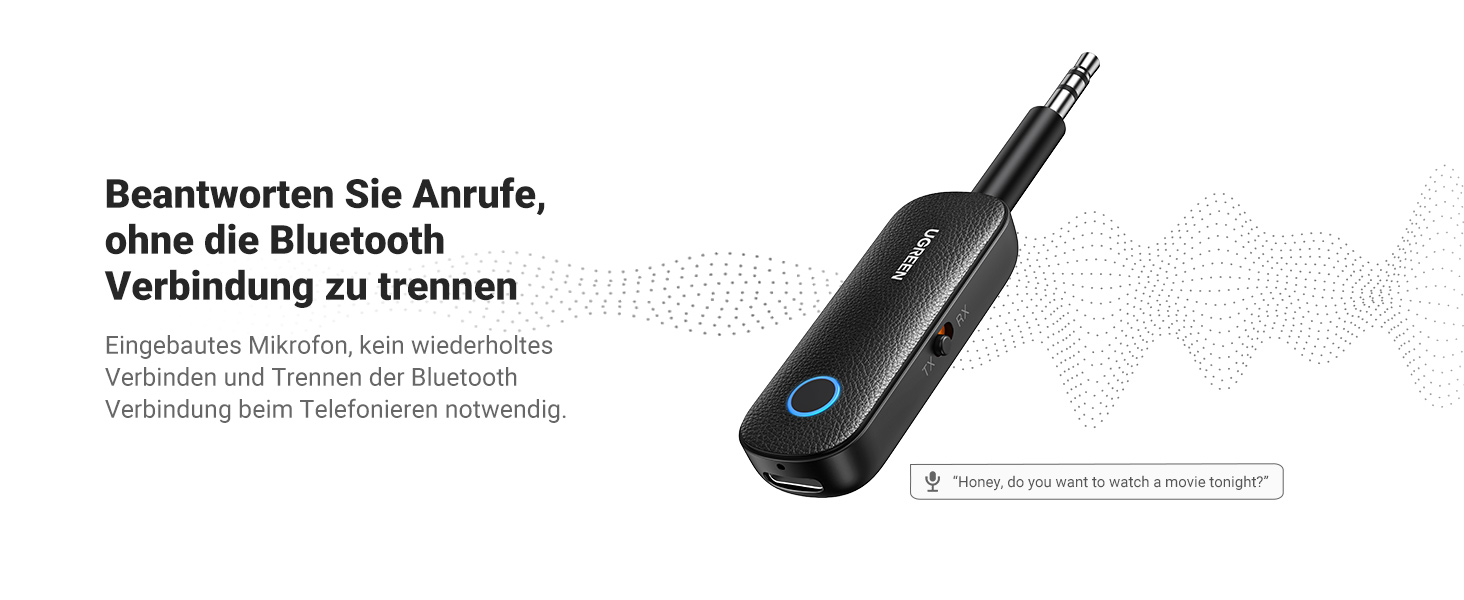 Bluetooth адаптер UGREEN 2-в-1 (передавач та приймач) для літака та аудіосистем, комплект 2 шт.