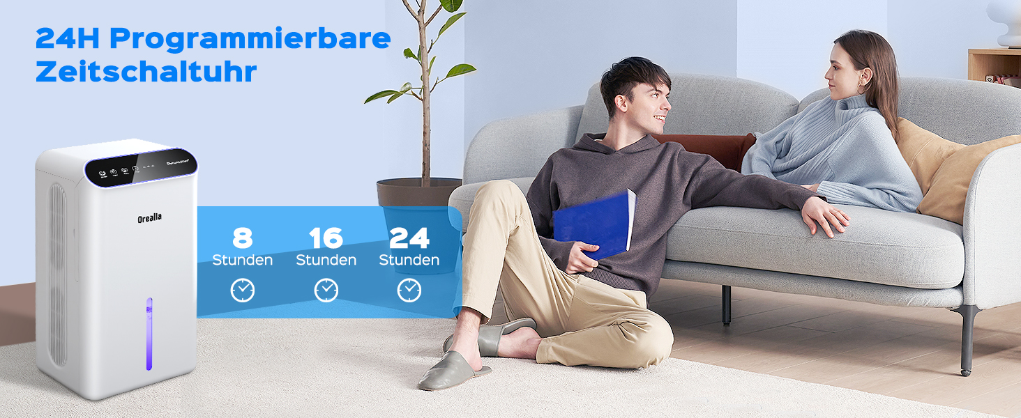 Електричний осушувач повітря для дому: тихий осушувач 67 м² з баком 2.5 л, таймером та режимом сну