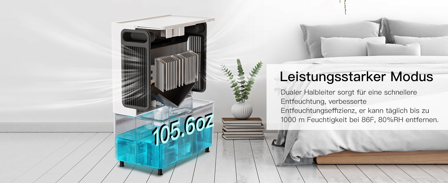 Електричний осушувач повітря Airtok 3000 мл, 35 м² для спальні, підвалу, з таймером, авторозморожуванням, 7 кольорів підсвічування