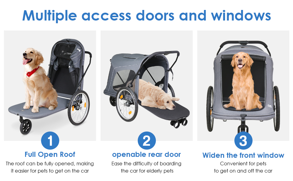 Beberoad 2-в-1 Причіп для собак на велосипед та візок, складаний для тварин до 45 кг, R8 (Чорний)