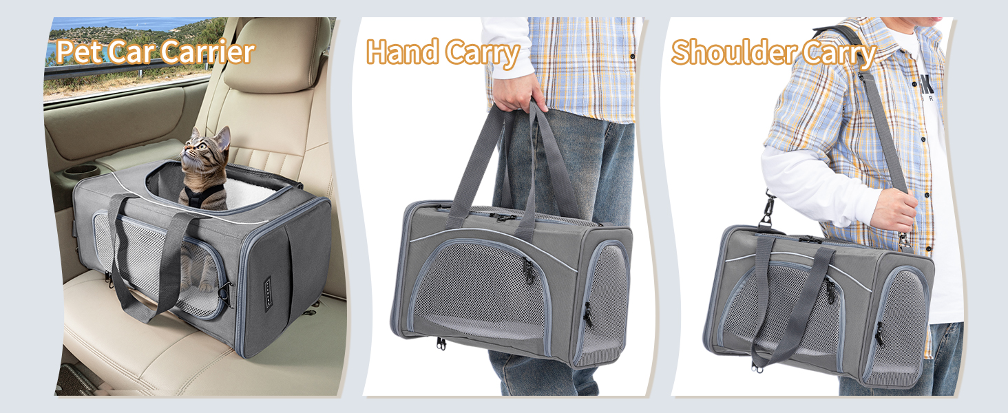 Транспортна сумка Petsfit для котів та собак | Авіапереліт, авто, поїзд | Сіра, Small