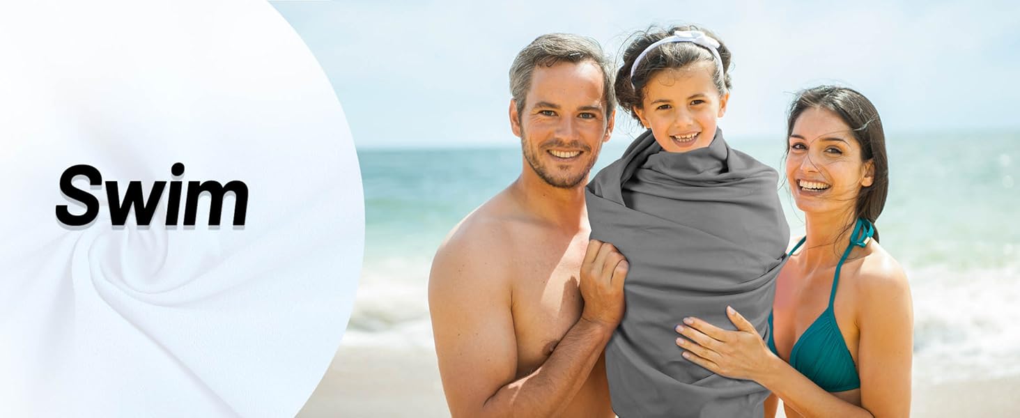 Набір рушників з мікрофібри GZXYA (3 шт.): великий (180x60 см) + 2 маленькі (80x40 см). Швидковисихаючі рушники для спорту та відпочинку. Темно-сірий колір.