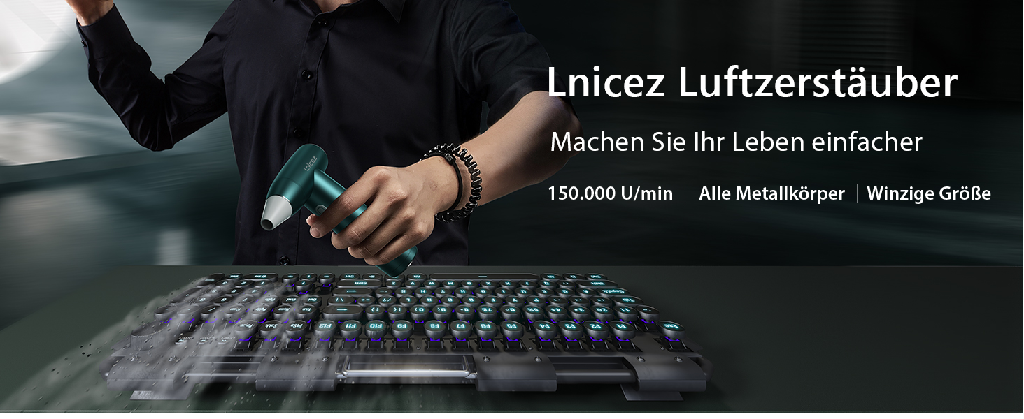 Електричний пилосос для видалення пилу 150000 RPM - бездротовий компресор для чищення з потужним безщітковим мотором (червоний)