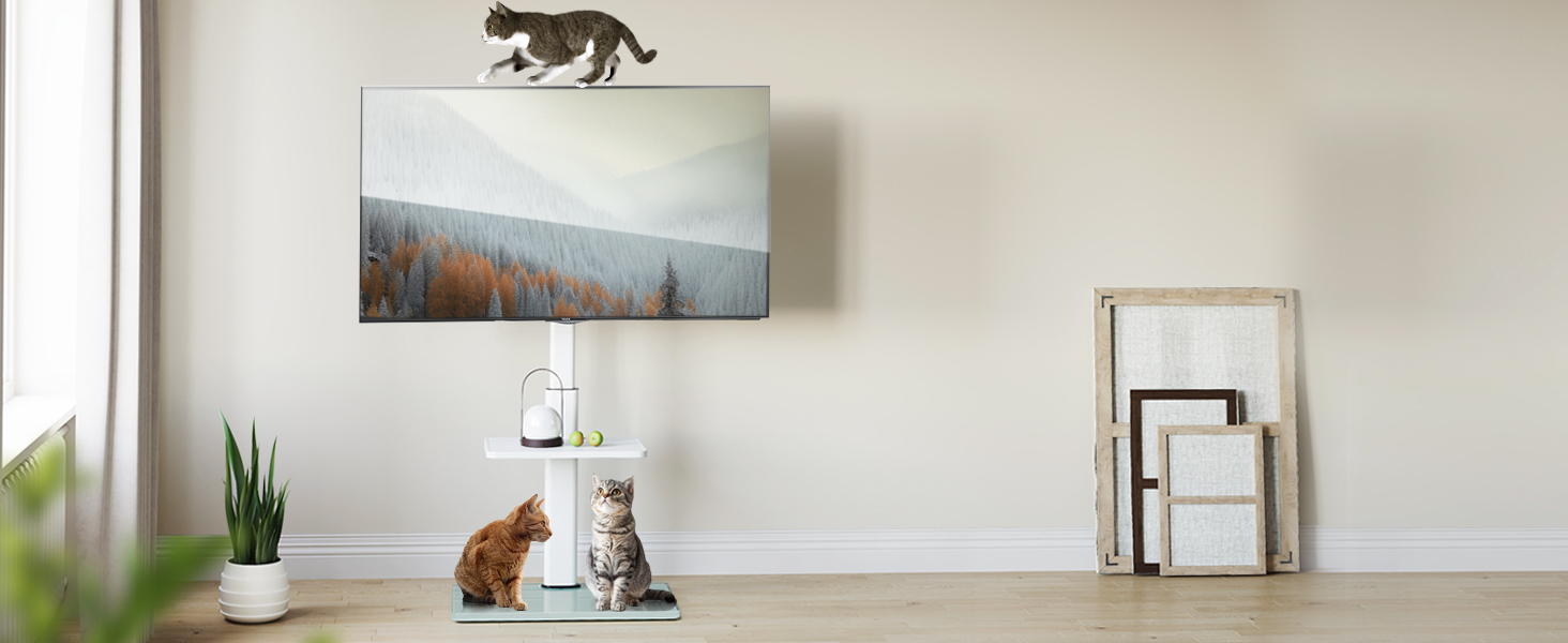 AOKCOS TV Stand - Adjustable Height, Swivel & Tilt Floor Stand for 32-70 inch TVs (up to 40kg, VESA 400x400mm)