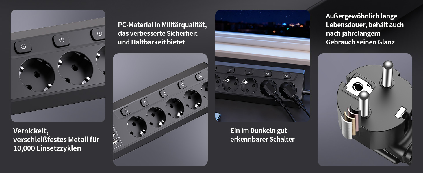 Мережевий фільтр 5-фазний з USB та LED, чорний - для дому, кухні, офісу