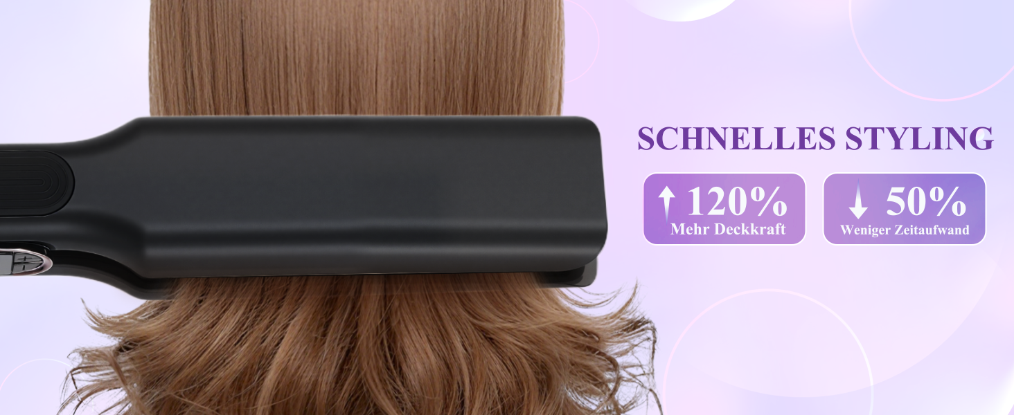 Плойка Bestbeauty з широкими керамічними пластинами 110x40 мм: 15 температур (80-230°C), Dual Voltage (110-240V), швидка укладка для довгатого та густого волосся, чорна – ідеальний подарунок для жінок