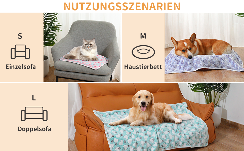 М'яка ковдра для собак та котів Demigeat, 3 шт. – тепла, миюча, для літа та весни, середнього розміру, принт 