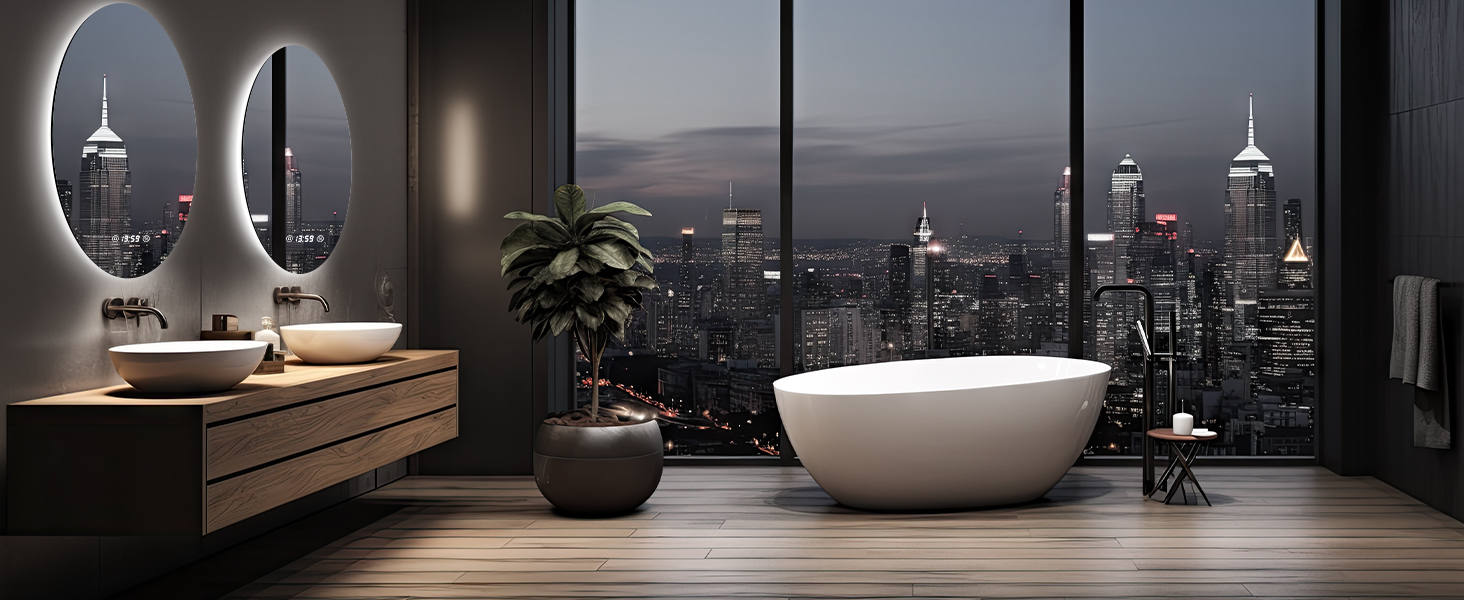 Дзеркало для ванної кімнати з підсвічуванням 70 см, LED дзеркало для ванної з підсвічуванням, 3 кольори світла, антизапар, регульована яскравість, сенсорне керування, функція пам'яті, кругле, водонепроникність IP44, 60x60 см