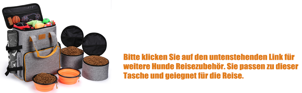 Сумка для собак Ownpets: дорожня сумка з набором аксесуарів (2 контейнери для корму, 2 миски, ремінь) сірого кольору