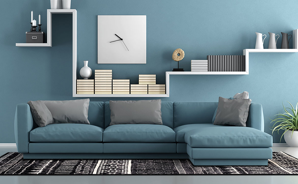 Килим для вітальні сучасний, короткий ворс, нековзний, миючий, м'який, для вітальні, спальні та їдальні, сірий та білий, 120 x 160 см сіро-білий (чорно-білий, 80 x 120 см (прямокутний))