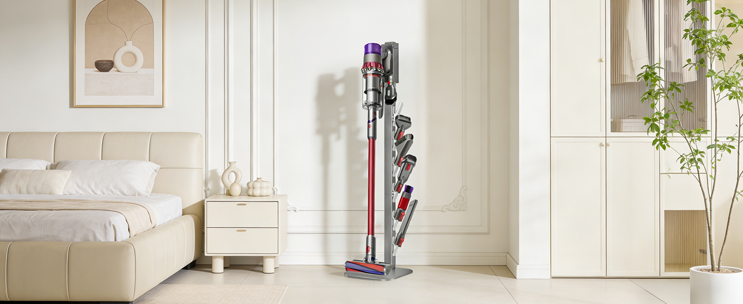Підставка для пилососа Dyson V16, Gen5, V15, V12, V11, V10, V8, V7, V6 – металева, настільна, з 4 гаками, без свердління, срібляста