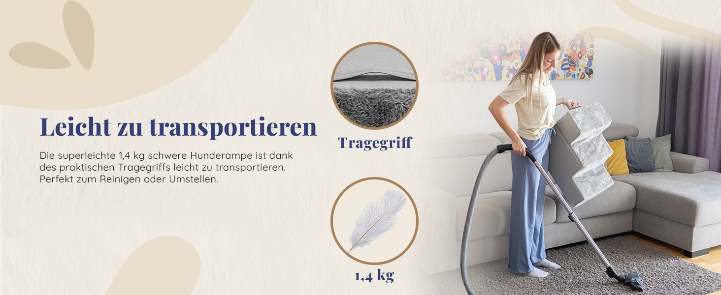 Сходинки для собак на ліжко та диван - 4 сходинки, 58 см заввишки - з пінопласту для маленьких собак - безпечні та стійкі - знімний, пральний чохол - світло-сірий