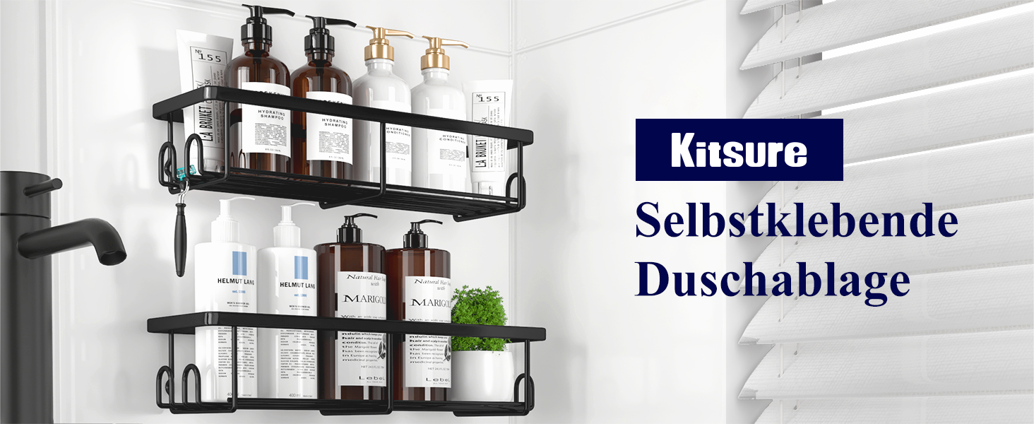 Полиця для душу Kitsure без свердління, 2 шт. - органайзер для ванної кімнати з нержавіючої сталі, велика місткість, сірий колір