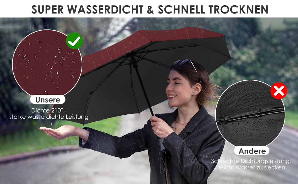 Зонт від сонця та дощу 42/46 дюймів, штормовий, автоматичний, з 8 ребрами для чоловіків та жінок (темно-зелений)