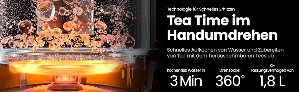Chefman Electric Glass Kettle with Temperature Control - 1.8L Stainless Steel, Infuser, Auto Shutoff, LED Display
