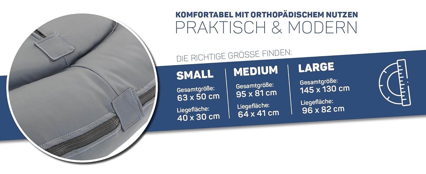 Wallace & Jones | Преміум собаче ліжко Болтон, диван для собак 63x50 см, штучна шкіра, для маленьких собак, прихований блискавка, миється, нековзне, темно-сірий 63 x 50 см, темно-сірий