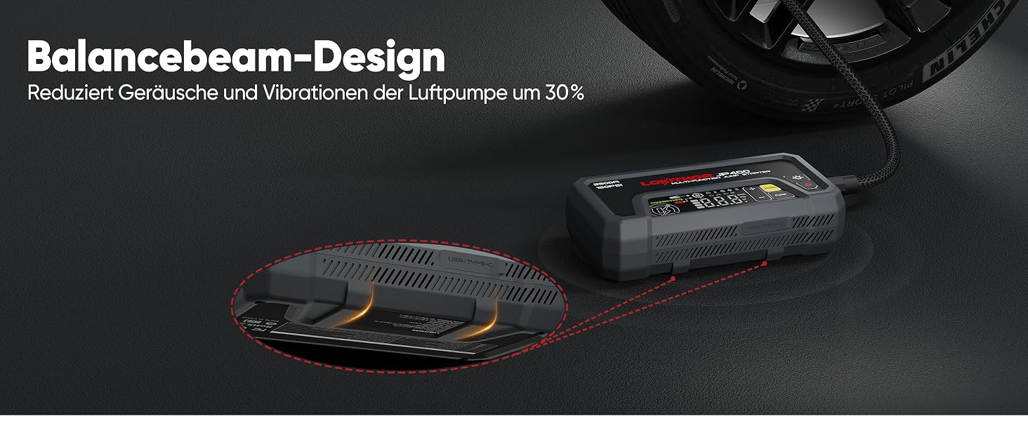 Пусковий пристрій LOKITHOR JP400 Jump Starter Powerbank 2500A з компресором 150 PSI для автомобіля
