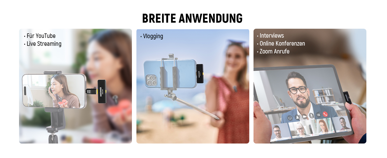 NEEWER Бездротовий петличний мікрофон KM23: 48kHz/24Bit, 8 годин роботи, шумозаглушення, USB-C, сумісний з DJI, Insta360, iPhone, Android, PC