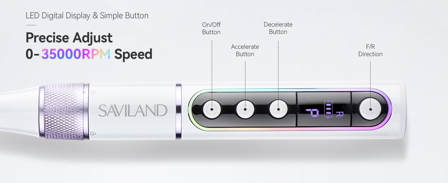 Електрична фрезер для нігтів Saviland 40000 об/хв, 12 в 1, професійний набір для манікюру та педикюру, USB, портативна, фіолетова